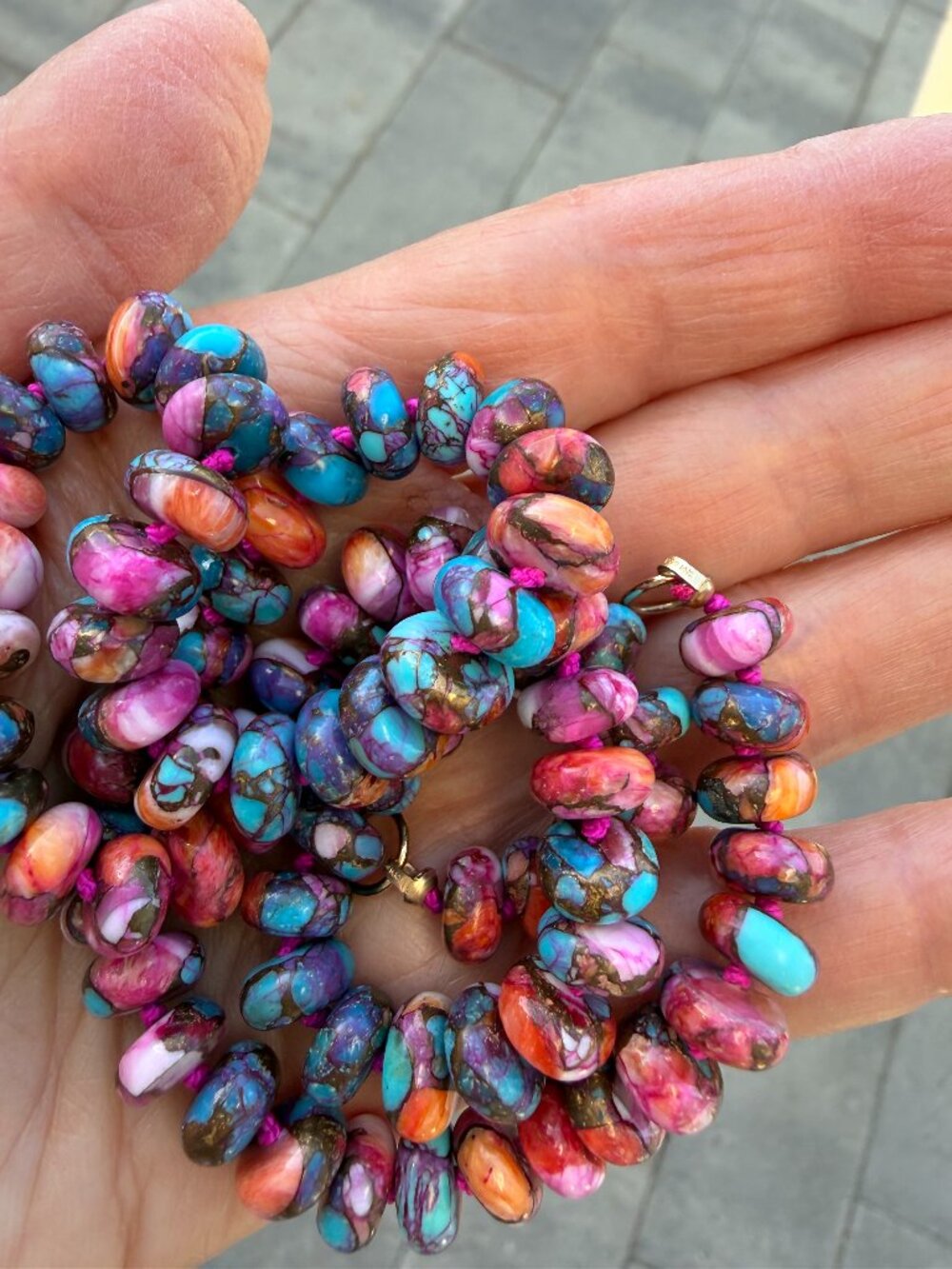 Tova Malibu beautiful copper turquoise, hand-knotted beads, 18"